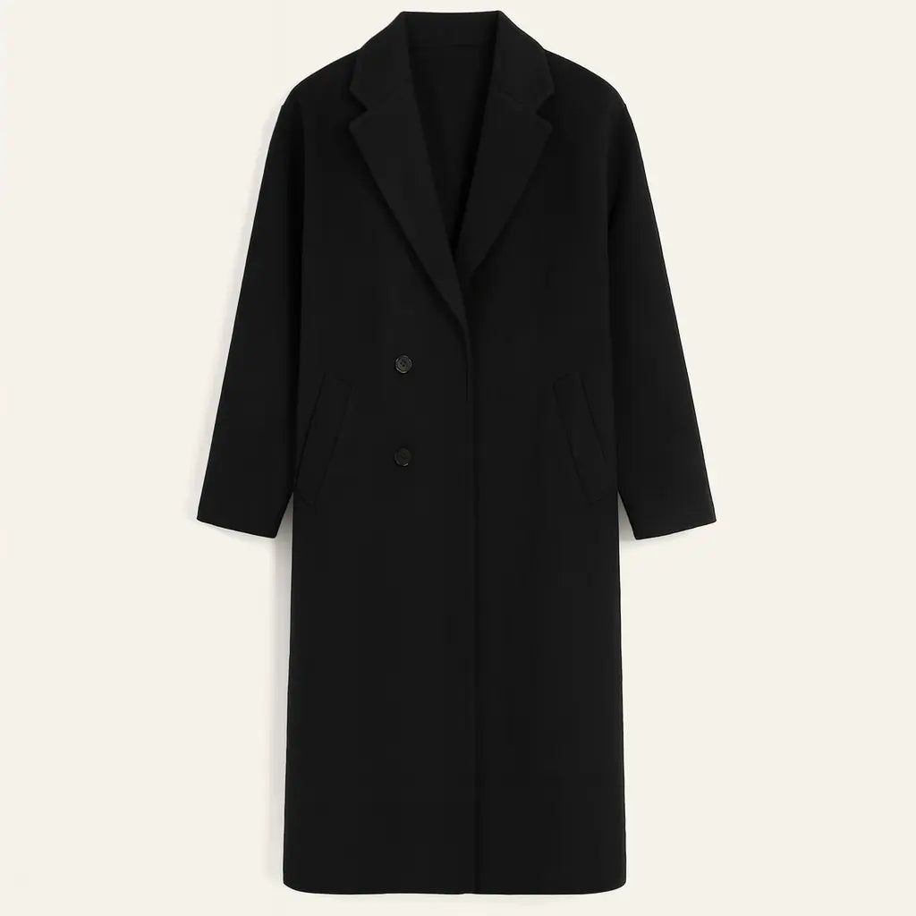 Front view of Black Calderin Coat
