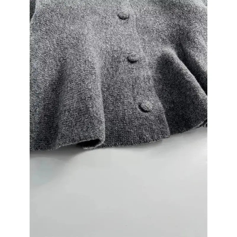 Close-up detail of Camille Volant Cardigan, fabric detail