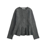 Front view of Dark Grey Camille Volant Cardigan