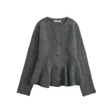 Front view of Dark Grey Camille Volant Cardigan