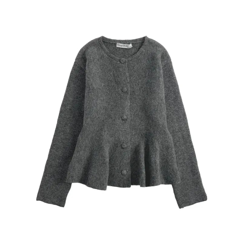 Front view of Dark Grey Camille Volant Cardigan