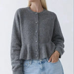Camille Volant Cardigan shown in a lifestyle setting, alternate view