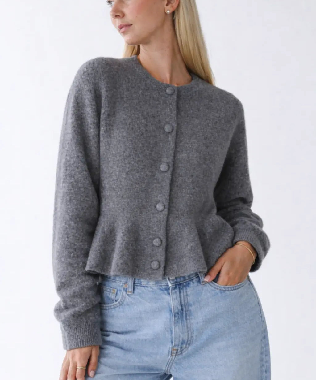 Camille Volant Cardigan shown in a lifestyle setting