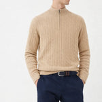 Back view of Cashmere Wool Zip Pullover, alternate view