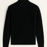 Back view of Cashmere Wool Zip Pullover, close up