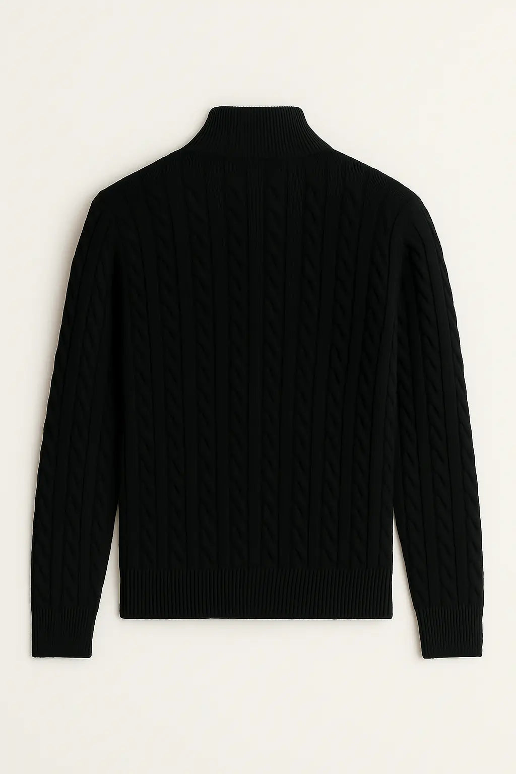 Back view of Cashmere Wool Zip Pullover, close up