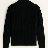Back view of Cashmere Wool Zip Pullover, close up