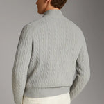 Back view of Cashmere Wool Zip Pullover, full view
