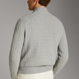 Back view of Cashmere Wool Zip Pullover, full view