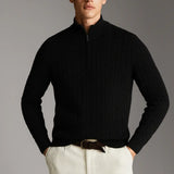 Cashmere Wool Zip Pullover shown in a lifestyle setting, alternate view