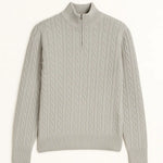Light Gray Cashmere Wool Zip Pullover shown in a lifestyle setting