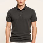 Men’s Casual Polo Shirt shown in a lifestyle setting, full length view