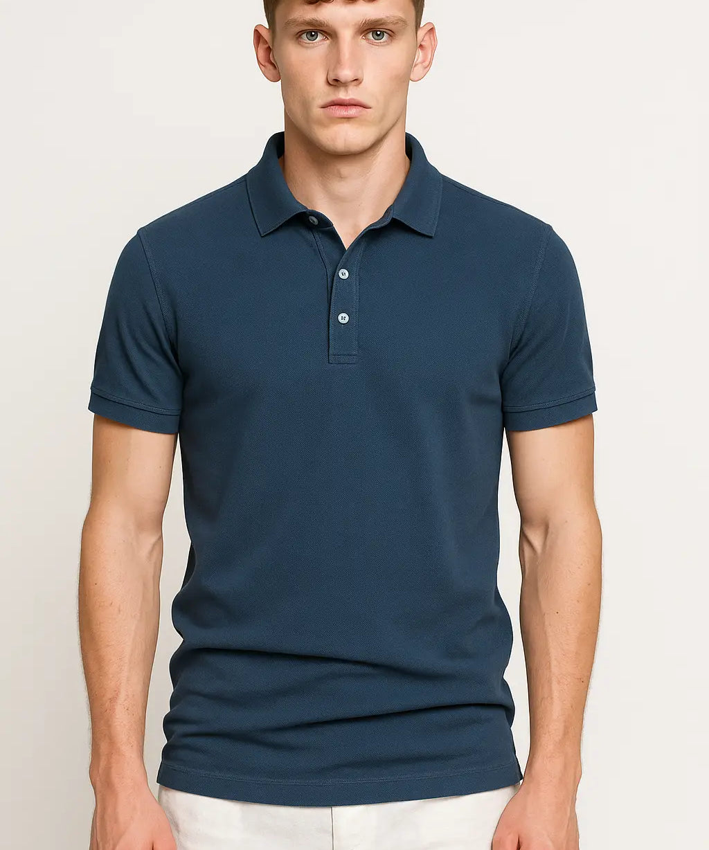 Men’s Casual Polo Shirt shown in a lifestyle setting
