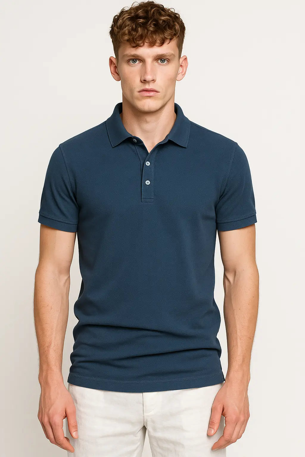 Men’s Casual Polo Shirt shown in a lifestyle setting