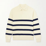 Front view of Creme Casual Striped Sweater