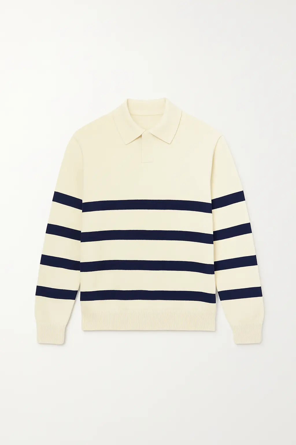 Front view of Creme Casual Striped Sweater