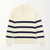 Front view of Creme Casual Striped Sweater