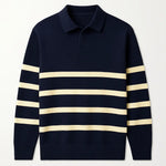 Front view of Navy Blue Casual Striped Sweater