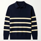 Front view of Navy Blue Casual Striped Sweater