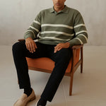 Casual Striped Sweater shown in a lifestyle setting, alternate view