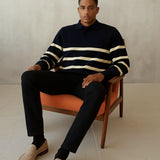 Casual Striped Sweater shown in a lifestyle setting, full length view