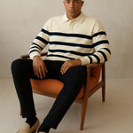 Casual Striped Sweater shown in a lifestyle setting