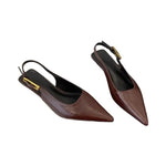 Three-quarter view of Black Celina Pumps