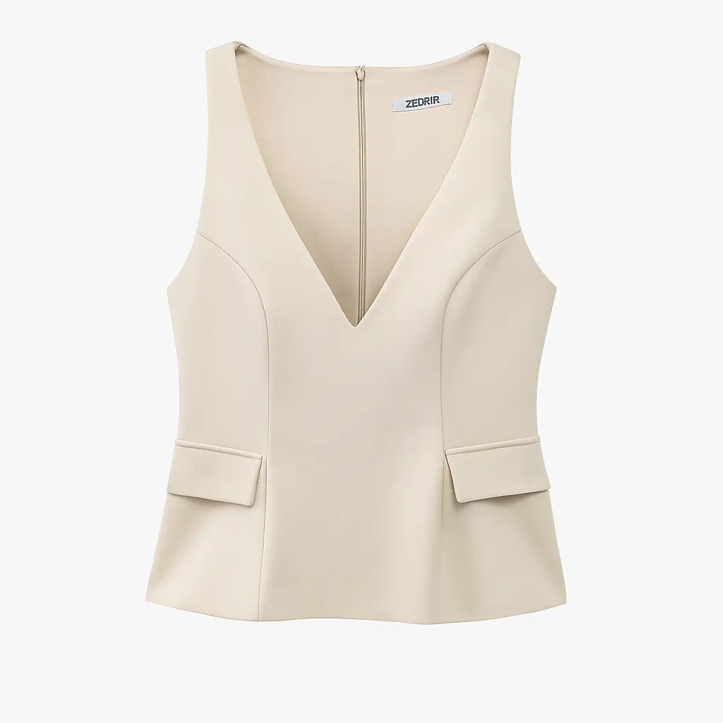 Front view of Beige Celine Top