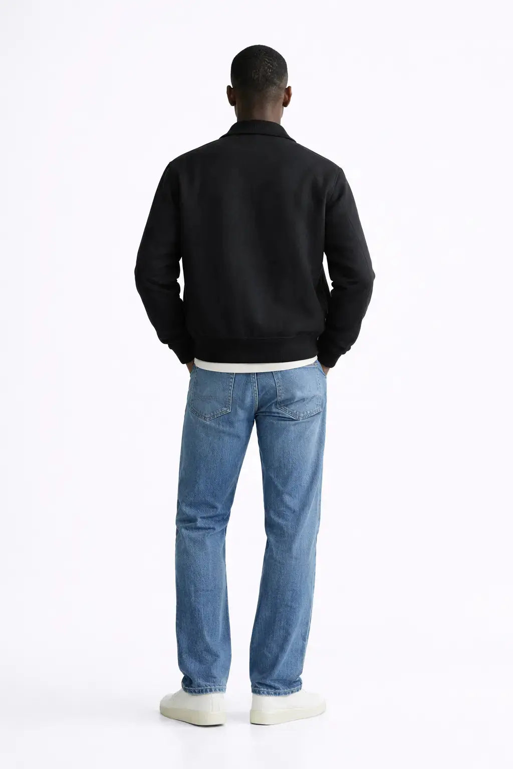 Back view of Cesare Full Zip Sweater, close up