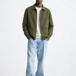 Cesare Full Zip Sweater shown in a lifestyle setting, alternate view