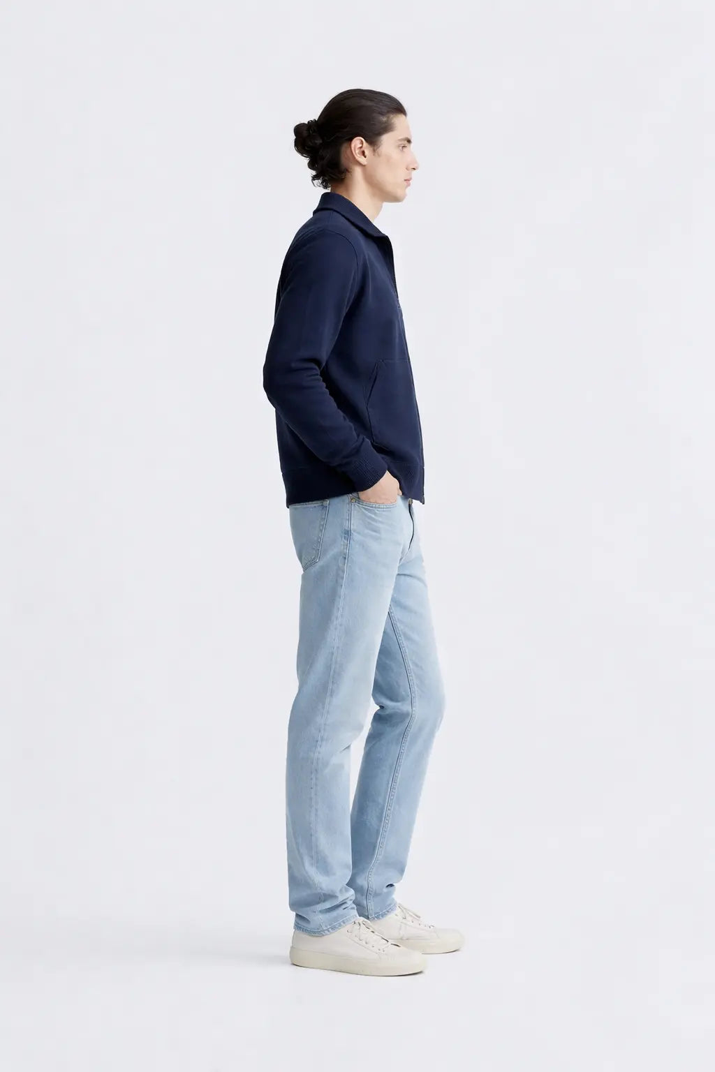 Side view of Cesare Full Zip Sweater