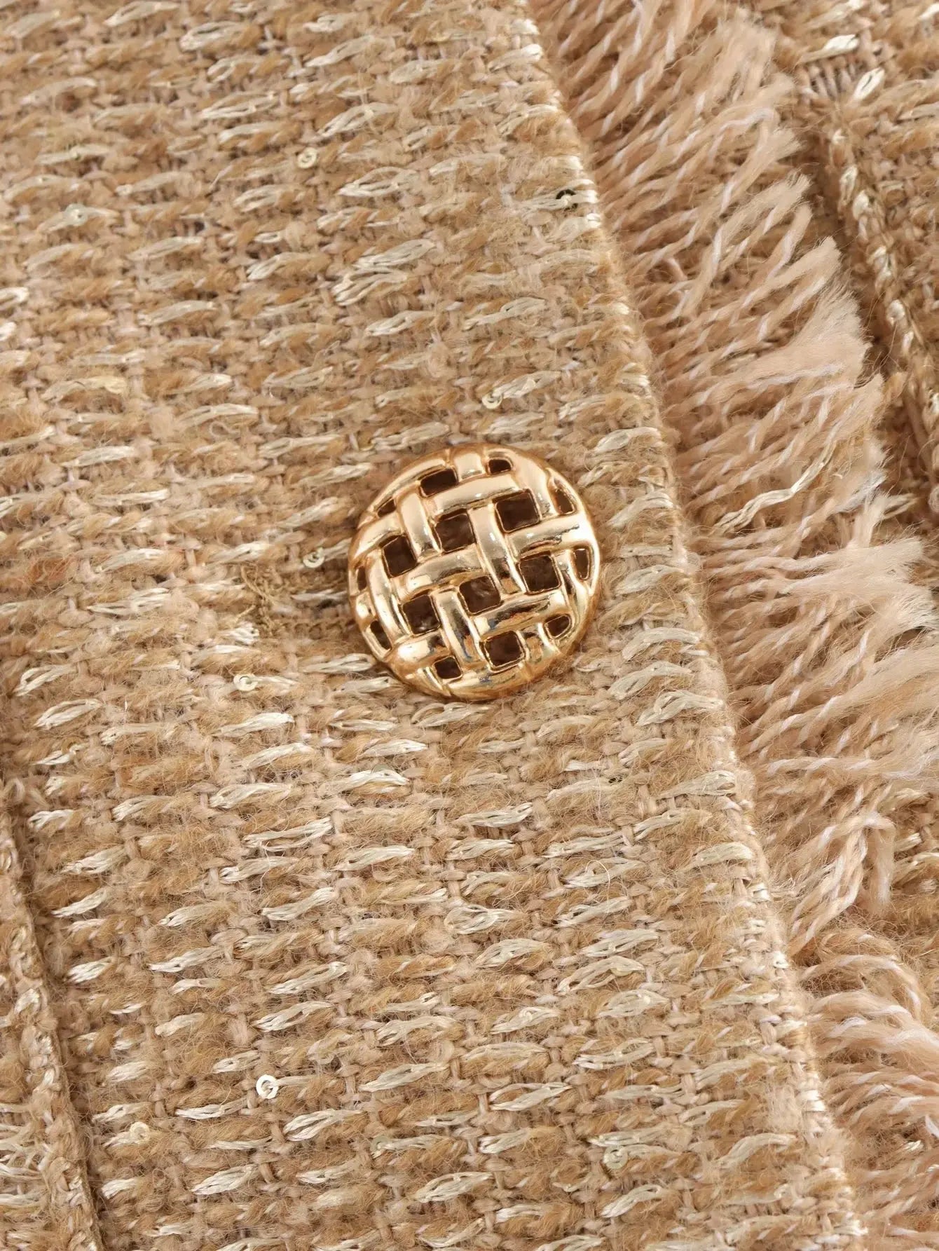 Close-up detail of Chic Tweed Jacket, fabric detail