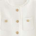 Close-up detail of Chic Tweed Jacket, fastening detail