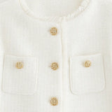 Close-up detail of Chic Tweed Jacket, fastening detail