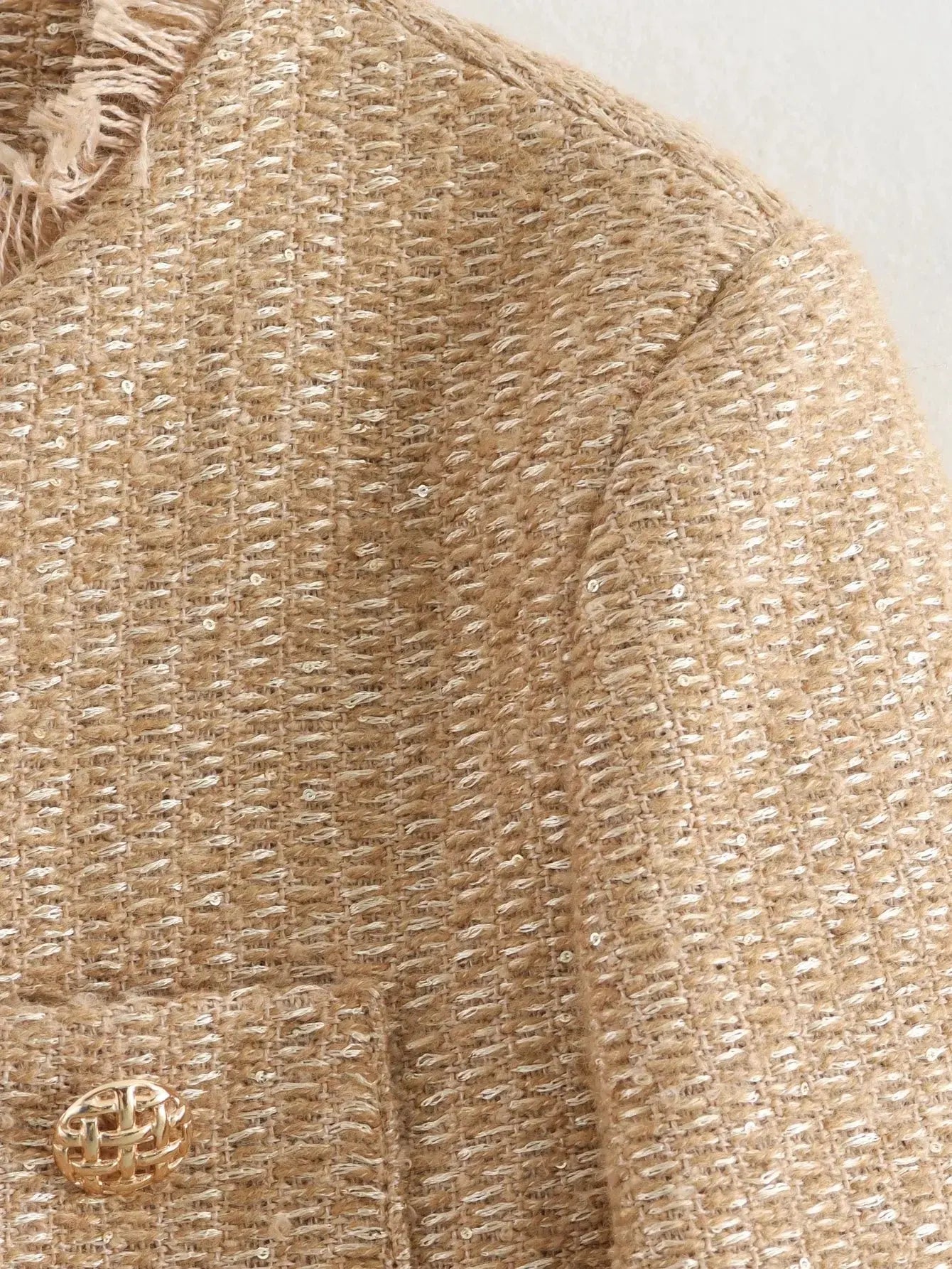 Close-up detail of Chic Tweed Jacket, hardware detail