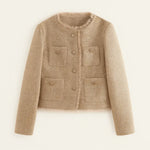 Front view of Beige Chic Tweed Jacket