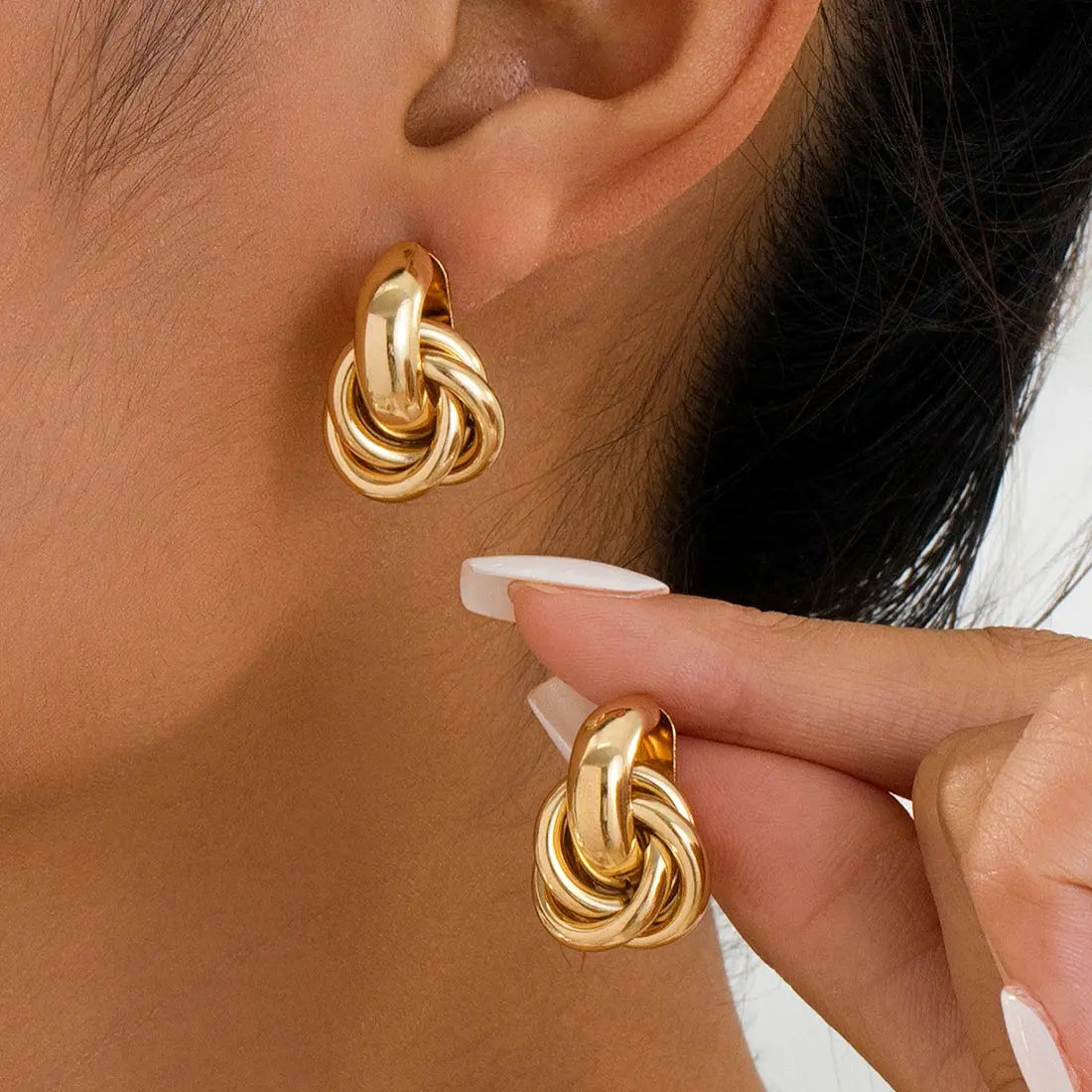 Chunky Hoop Earrings shown in a lifestyle setting