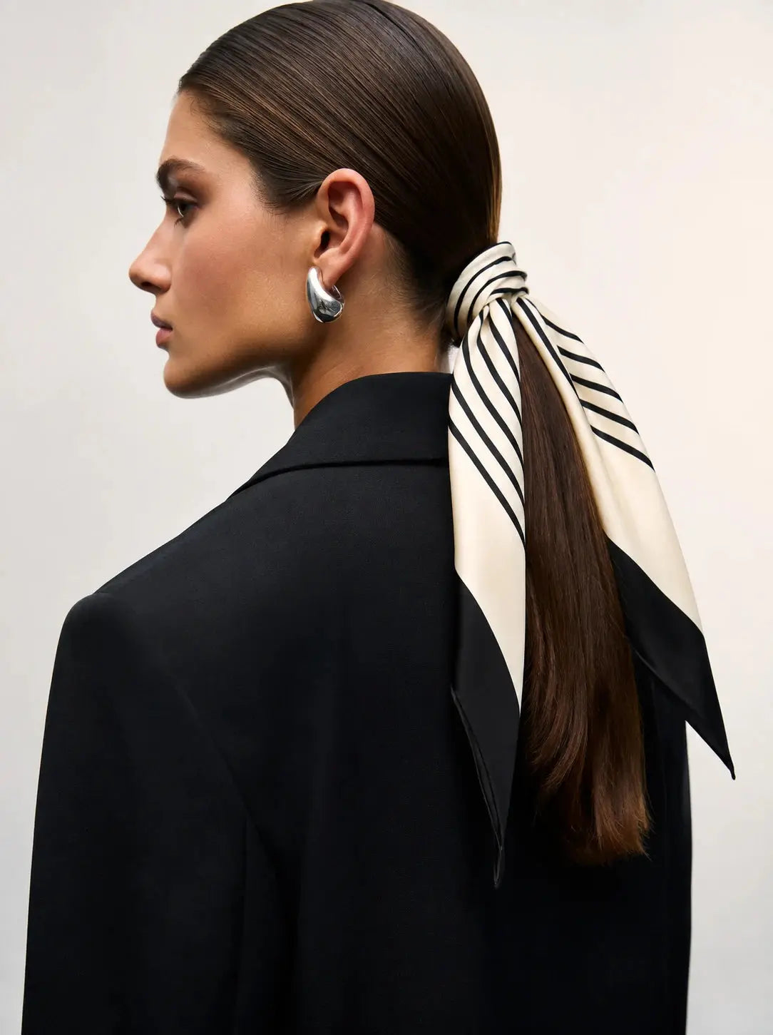Cielé Scarf shown in a lifestyle setting, alternate view