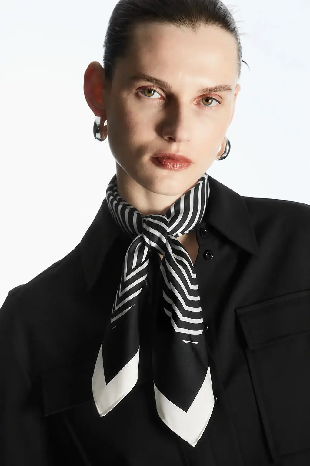 Cielé Scarf shown in a lifestyle setting, full length view