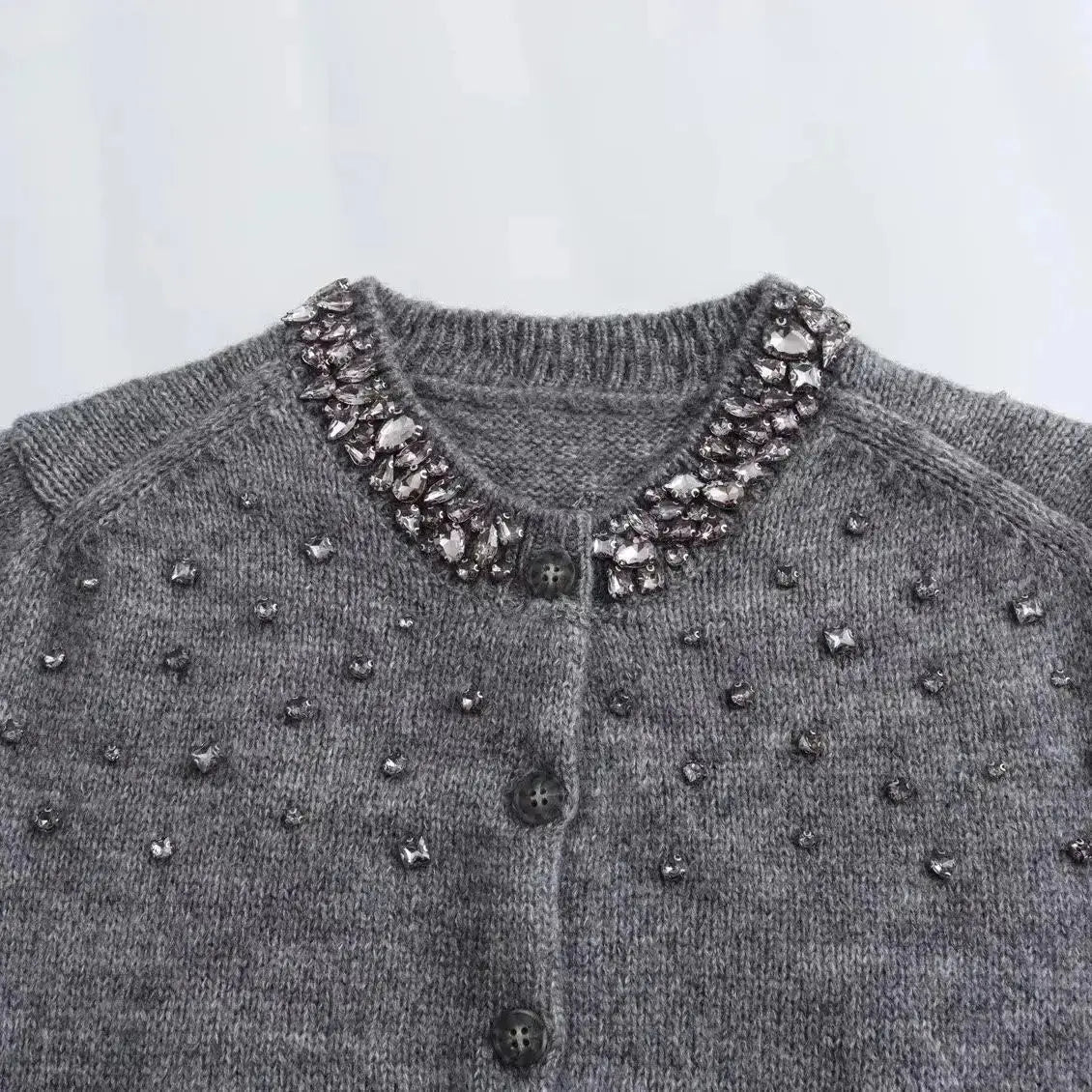Close-up detail of Cinder Cardigan