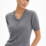 Cinder Cardigan shown in a lifestyle setting, alternate view