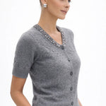 Cinder Cardigan shown in a lifestyle setting, full length view