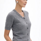 Cinder Cardigan shown in a lifestyle setting, full length view