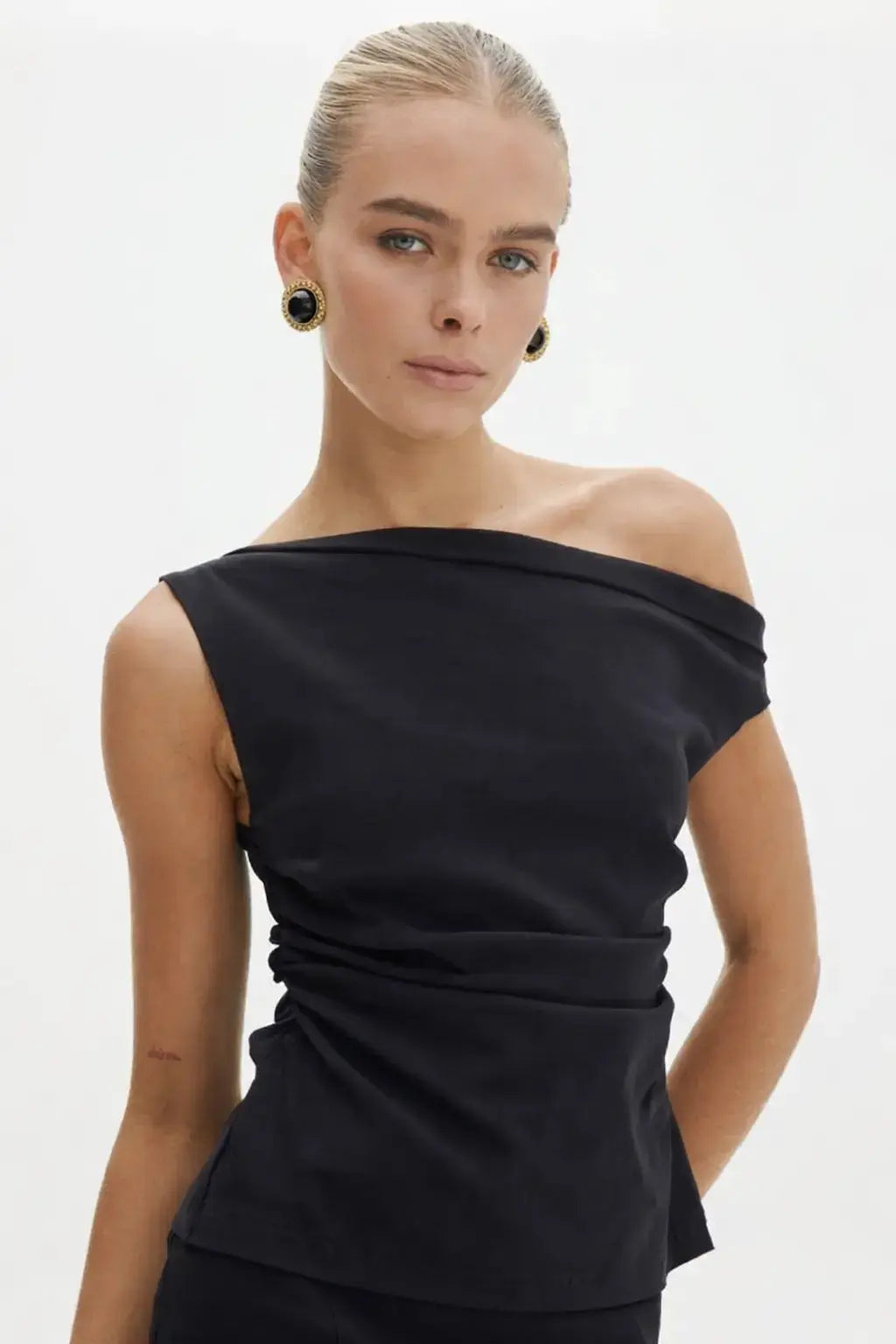 Clarendon Pearls Earrings shown in a lifestyle setting, alternate view