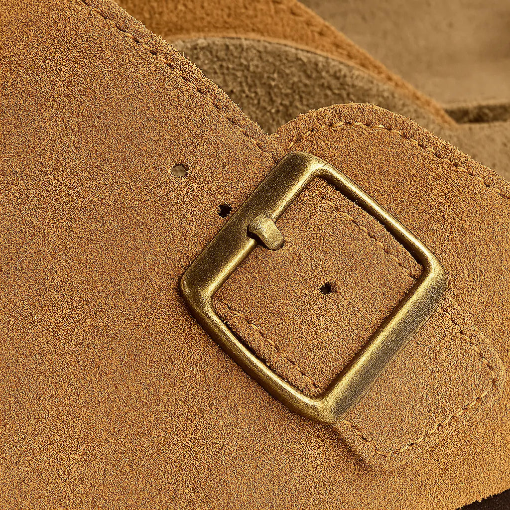 Close-up detail of Classic Boston Slipper Clogs, fabric detail