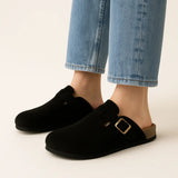 Classic Boston Slipper Clogs shown in a lifestyle setting, full length view