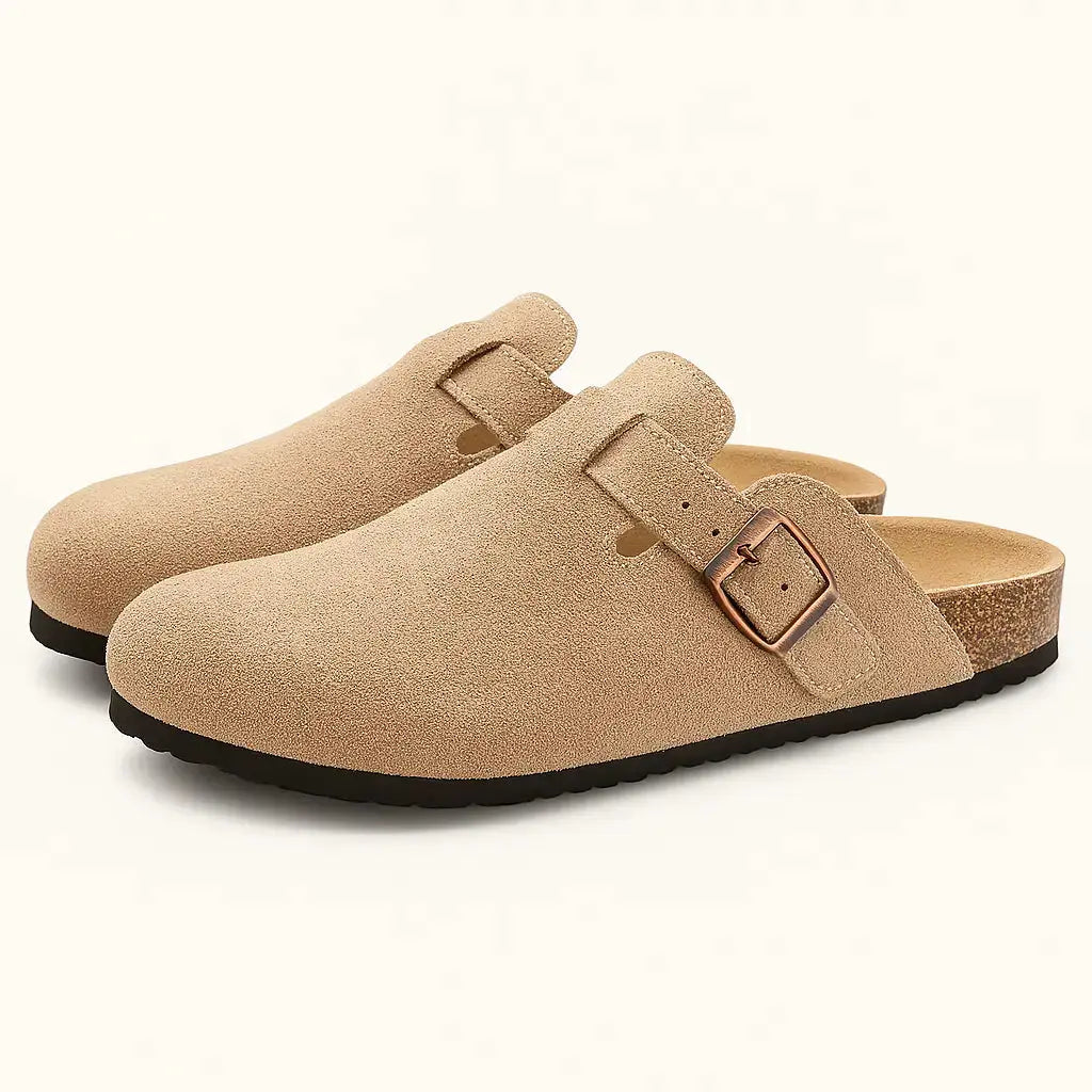 Side view of Brown Classic Boston Slipper Clogs