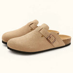 Side view of Brown Classic Boston Slipper Clogs