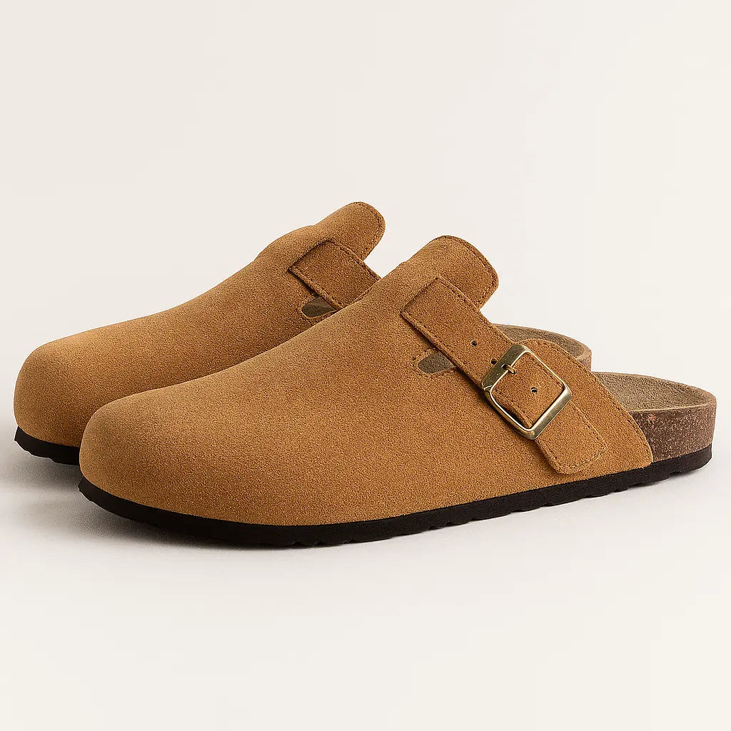 Side view of Deep Brown Classic Boston Slipper Clogs
