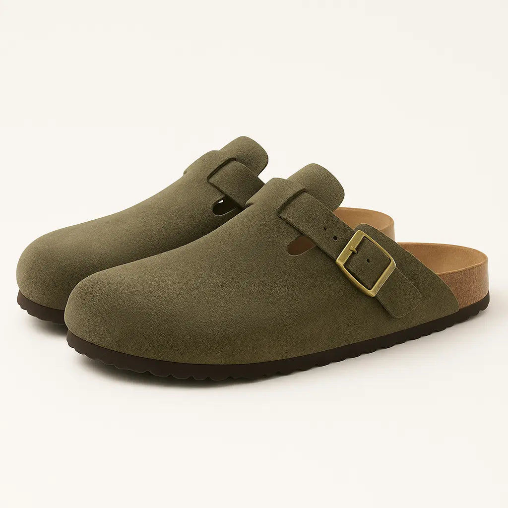 Side view of Green Classic Boston Slipper Clogs